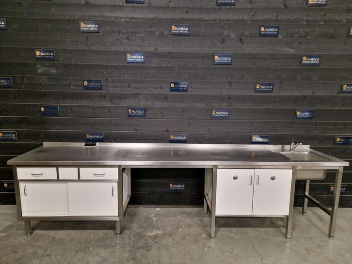 Wastafel | RVS | trespa | 353cm, Zakelijke goederen, Horeca | Meubilair en Inrichting, Gebruikt