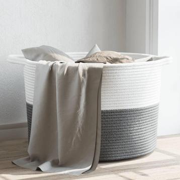 vidaXL Wasmand Ø 55x36 cm katoen grijs en wit, Verzenden