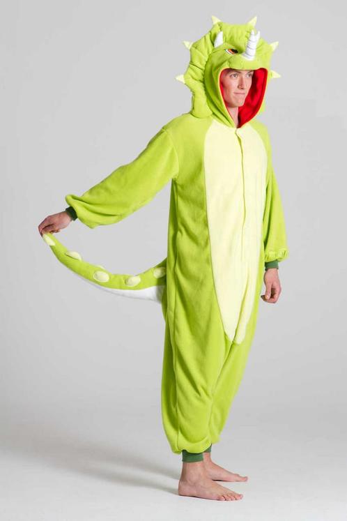 Onesie Triceratops Pak 128-134 Dinosauruspak Kostuum Groen K, Kinderen en Baby's, Carnavalskleding en Verkleedspullen, Nieuw, Ophalen of Verzenden