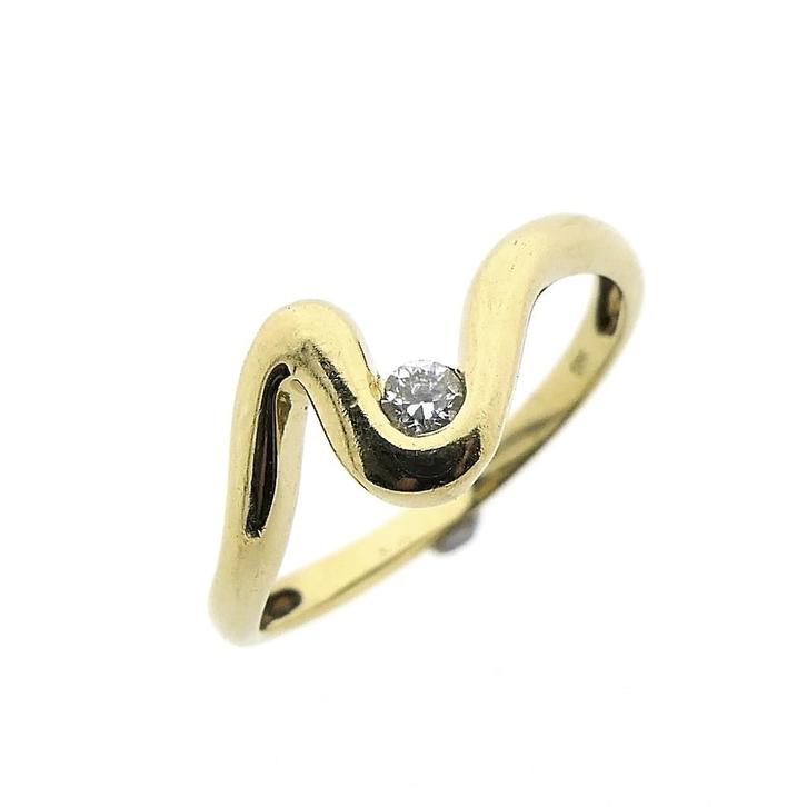Gouden ring met zirconia, Handtassen en Accessoires, Ringen, Dame, Met edelsteen, Overige kleuren, 17 tot 18, Gebruikt, Goud, Ophalen of Verzenden