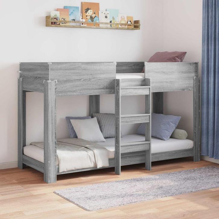 vidaXL Stapeld bed voor kids Grijs Sonoma 75 x 190 cm, Huis en Inrichting, Slaapkamer | Bedden, Nieuw, Verzenden