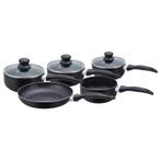 Herzberg HG-5003BK: 8 stuks Marble Cookware Set - Zwart