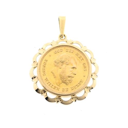 Gouden hanger van 10 gulden munt | Koning Willem De Derde..., Handtassen en Accessoires, Bedels, Gebruikt, Overige merken, Goud