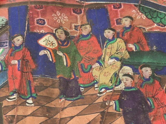 Handwaaier - Zijde, sandelhout, parelmoer - Oud Chinees, Antiek en Kunst, Antiek | Overige Antiek