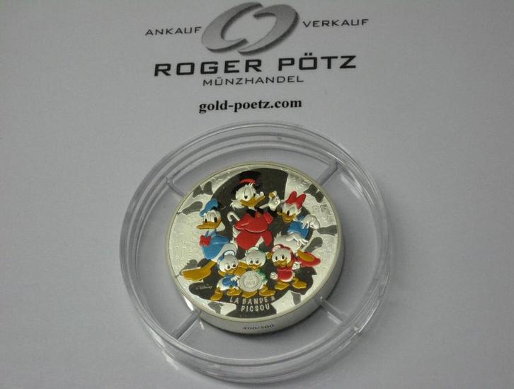 Frankreich 50 Euro 5 Unzen zilver 2017 Dagobert Duck ausv..., Timbres & Monnaies, Monnaies | Europe | Monnaies euro, Envoi