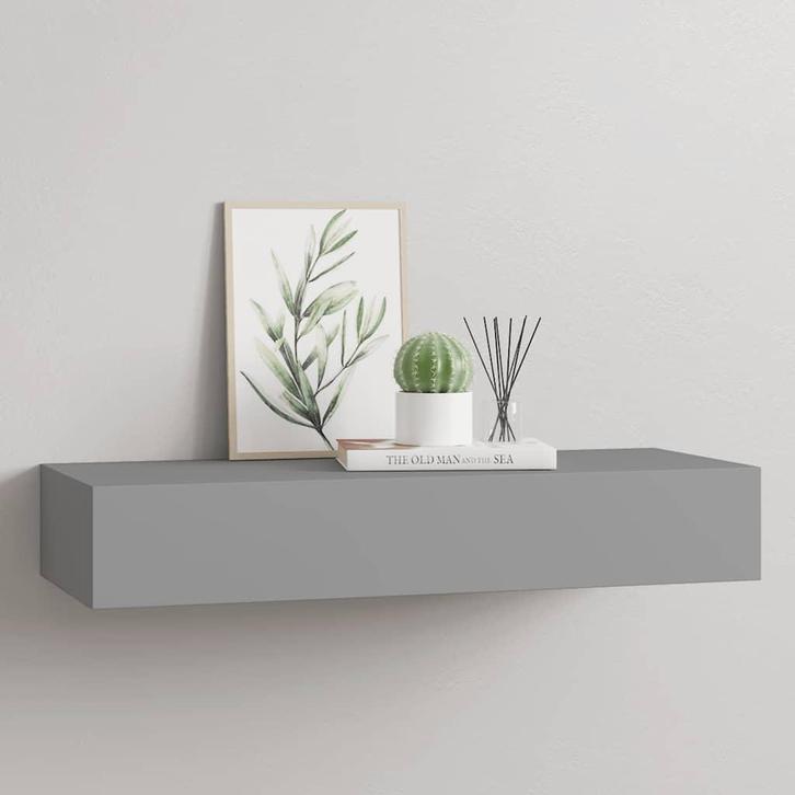 vidaXL Wandschap met lade 60x23,5x10 cm MDF grijs, Maison & Meubles, Armoires | Armoires murales, Envoi