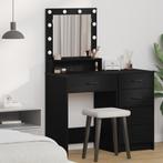 vidaXL Make-up tafel met LED-verlichting - Zwart Eiken,, Huis en Inrichting, Tafels | Kaptafels, Verzenden, Nieuw