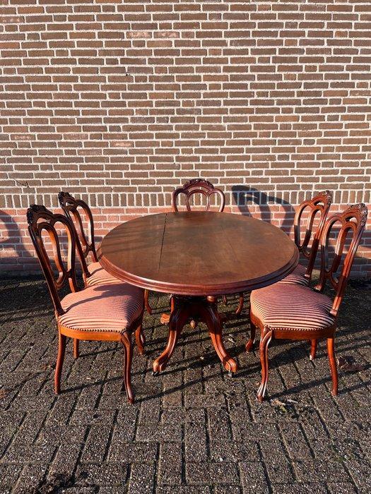 Tafel (6) - Hout - Tafel 5 stoelen, Antiek en Kunst, Antiek | Overige Antiek