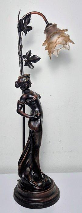 Lampe - Lampe de table Art-Nouveau XL avec une dame semi-nue, Antiek en Kunst, Curiosa en Brocante