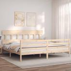 vidaXL Bedframe met hoofdbord massief hout 200x200 cm, Huis en Inrichting, Slaapkamer | Bedden, Verzenden, Nieuw
