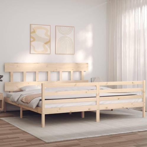 vidaXL Bedframe met hoofdbord massief hout 200x200 cm, Huis en Inrichting, Slaapkamer | Bedden, Nieuw, Verzenden