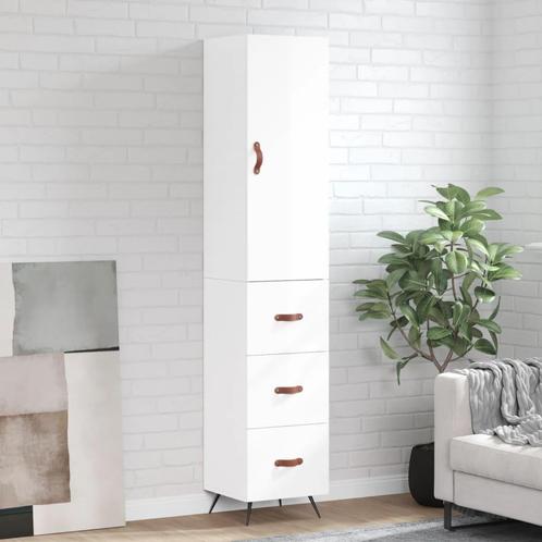 vidaXL Hoge kast 34,5x34x180 cm bewerkt hout hoogglans wit, Huis en Inrichting, Kasten | Dressoirs, Nieuw, Verzenden