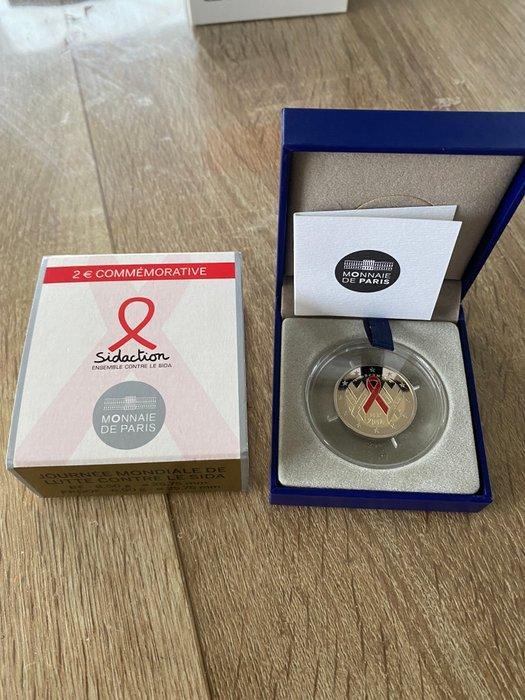 Frankrijk. 2 Euro 2014 Sidaction Proof (Zonder, Postzegels en Munten, Munten | Europa | Euromunten