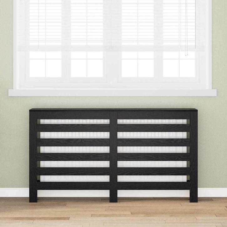 vidaXL Radiator Cover Zwart Eiken 149 x 20 x 82 cm Bewerkt, Doe-het-zelf en Bouw, Verwarming en Radiatoren, Nieuw, Verzenden