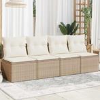 vidaXL Tuinbank 4-zits met kussens poly rattan beige, Verzenden