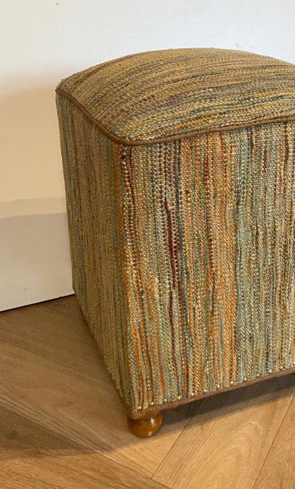 Poef - Hout, Wol, Antiek en Kunst, Kunst | Designobjecten