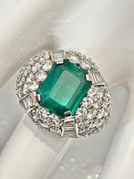 Ring - 18 karaat Platina, Witgoud Smaragd - Diamant
