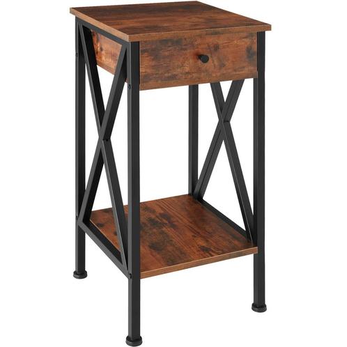 Bijzettafel Dayton 35x35x70,5cm - Industrieel hout donker, r, Maison & Meubles, Tables | Tables d'appoint, Envoi
