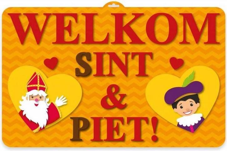 Sint en Piet Kleurplaat Deurbord 58cm, Hobby en Vrije tijd, Feestartikelen, Nieuw, Verzenden