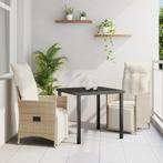 vidaXL 3-delige tuintafelset met kussens - Beige poly rattan, Tuin en Terras, Verzenden, Nieuw