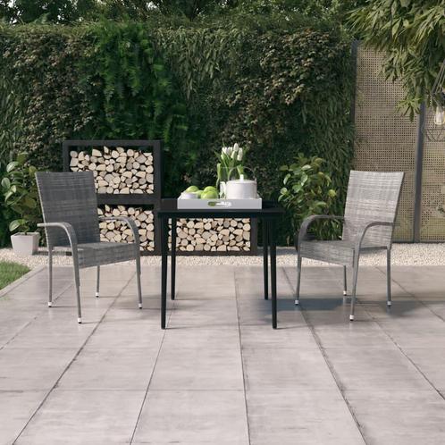 vidaXL 3-delige Tuinset grijs en zwart, Tuin en Terras, Tuinsets en Loungesets, Tuinset, Nieuw, Verzenden