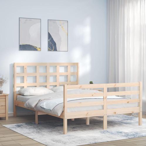 vidaXL Bedframe met hoofdbord massief hout, Huis en Inrichting, Slaapkamer | Bedden, Nieuw, Verzenden