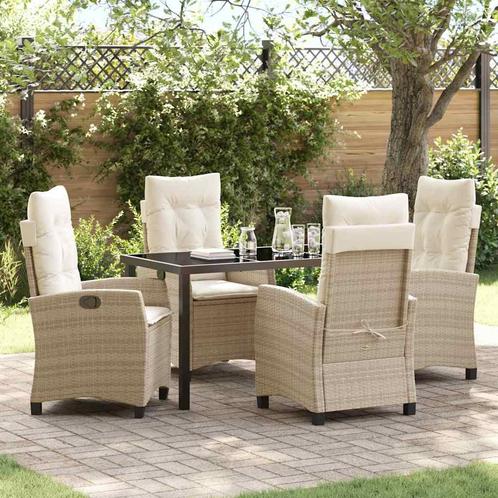 vidaXL Tuin Eettafel Set 5 pcs Beige poly rattan, Tuin en Terras, Tuinsets en Loungesets, Nieuw, Verzenden