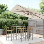 vidaXL Ensemble de bar jardin 7 pcs gris poly rotin/bois, Verzenden, Neuf