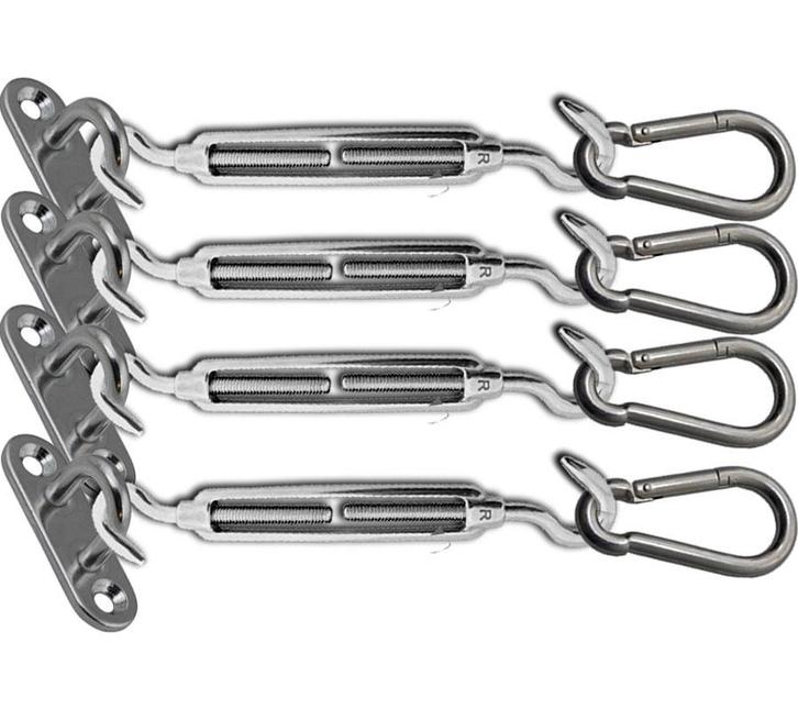 RVS Schaduwdoek ophangpakket rechthoek, Tuin en Terras, Overige Tuin en Terras, Verzenden