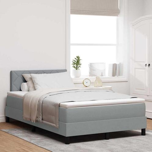 vidaXL Boxspring bed met matras Lichtgrijs 120 x 200 cm Stof, Huis en Inrichting, Slaapkamer | Bedden, Nieuw, Verzenden