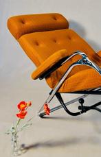 Lama - Fauteuil - Textiel, Verchroomd - Oranje Lama Fauteuil