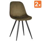 Stoelen | CARA |  Fluweel/Metaal | Army Green |  ZwarteHC, Verzenden, Nieuw in verpakking