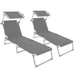 tectake 2 Ligbedden 4 standen - grijs, Tuin en Terras, Tuinsets en Loungesets, Verzenden, Nieuw