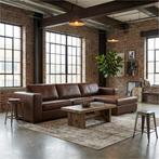 Leren hoekbank Flow - 2 zits + longchair, Ophalen of Verzenden