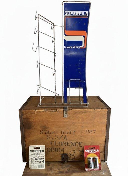 Superpila - Vintage reclamebord Superpila met, Antiek en Kunst, Curiosa en Brocante