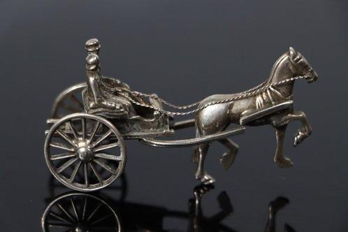 Figurine miniature - Paard en wagen - Argent 835, Antiek en Kunst, Antiek | Zilver en Goud