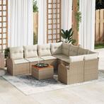 vidaXL Tuinbank Set 9 pcs Beige Poly rattan, Verzenden, Nieuw