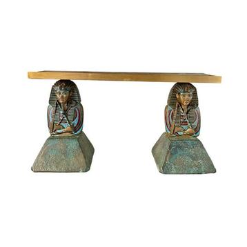 Étagère - Bois, Marbre, Résine - Étagère avec égyptien, Antiek en Kunst, Curiosa en Brocante