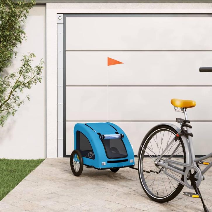vidaXL Hondenfietstrailer oxford stof en ijzer blauw, Dieren en Toebehoren, Overige Dieren-accessoires, Nieuw, Verzenden