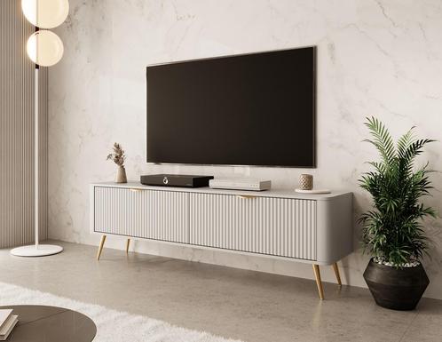 TV-Meubel beige 163x38x51 | 2 kleppen, Huis en Inrichting, Kasten |Televisiemeubels, 25 tot 50 cm, Nieuw, 150 tot 200 cm, Overige materialen