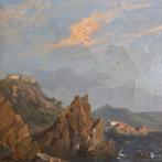 Antoine Bronzi (1814-1895), Attr. a - Marina con pescatore, Antiek en Kunst