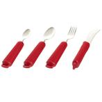 Aangepast bestek 4-delig verdikt, buigzaam, extra grip. ROOD, Ophalen of Verzenden, Nieuw