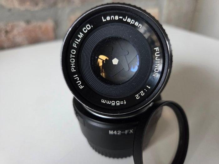 Fujinon, Fuji 2.2 55mm (bubble bokeh) + adapter M42-FX + UV, Audio, Tv en Foto, Fotocamera's Digitaal