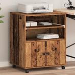 vidaXL Printerstandaard met Wielen Oud Hout 60x48x74 cm, Verzenden, Nieuw