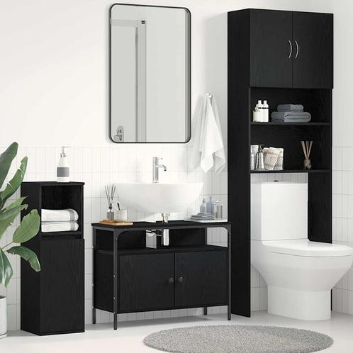 vidaXL Wastafelonderkast Zwart eiken 80 x 30 x 60 cm Bewerkt, Huis en Inrichting, Tafels | Kaptafels, Nieuw, Verzenden