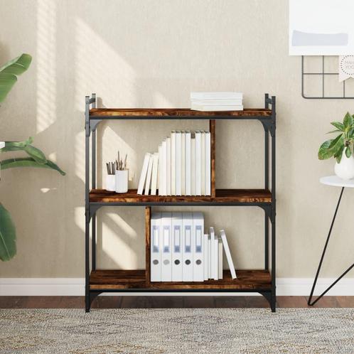 vidaXL Boekenkast 3-laags 76x32x88 cm bewerkt hout gerookt, Huis en Inrichting, Kasten | Boekenkasten, Nieuw, Verzenden