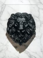 Reliëf, Black Marbled Lion Wall Sculptures - 21 cm - Gips,, Antiek en Kunst, Curiosa en Brocante