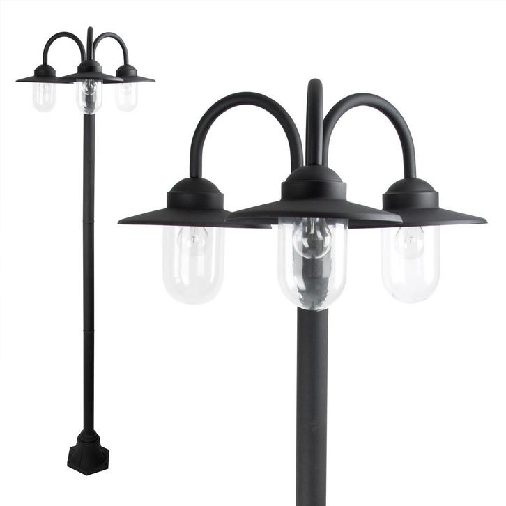 Stal- &amp; Boerderijlampen Dolce Retro 3 Lichts lantaarn zw, Tuin en Terras, Buitenverlichting, 50 tot 250 watt, Nieuw, Aluminium