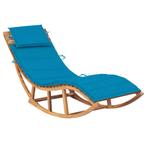 vidaXL Chaise longue à bascule avec coussin Bois de teck, Jardin & Terrasse, Verzenden, Neuf