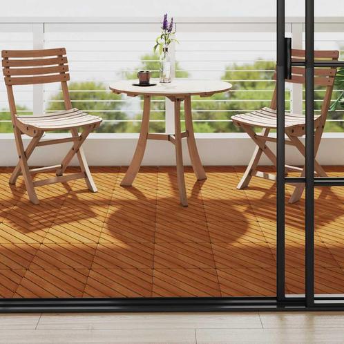 vidaXL Terrastegels 10 st 30x30 cm massief acaciahout, Doe-het-zelf en Bouw, Vloerdelen en Plavuizen, Nieuw, Verzenden